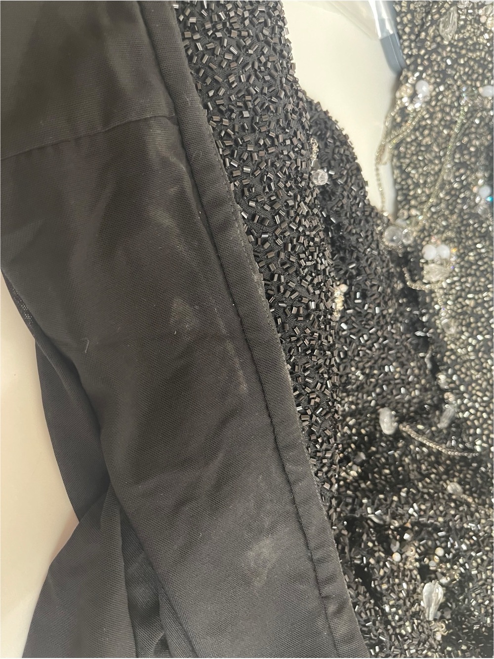 CLIO PEPPIATT Diamond Crystal Bead Embellished Fringe Black Maxi Dress Size S - Picture 6 of 11